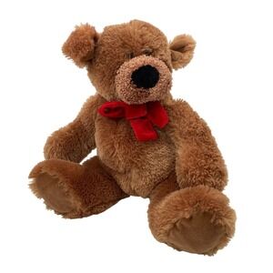 GUND Christmas Pals Large Brown Teddy Bear 14" Plush Red Bow Toy‎ 45260